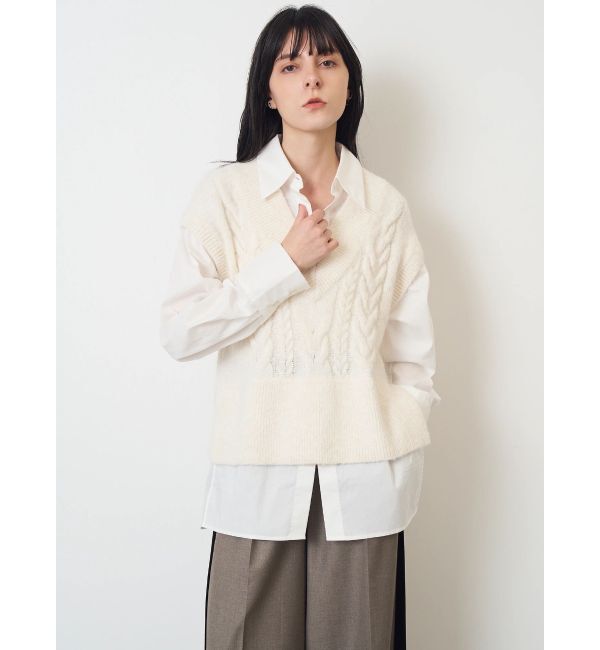 ELENDEEK「CABLE VEST DOCKING SH」|シャツ・ブラウス|