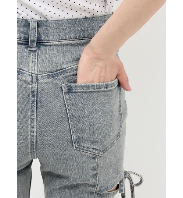 RESEXXY「【新色追加】カットアウトリボンデニムパンツ」|デニム|