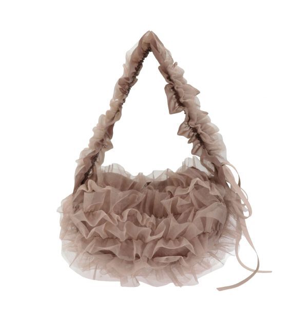 LAGUNAMOON「チュールフリルBAG」|ハンドバッグ|ベージュ