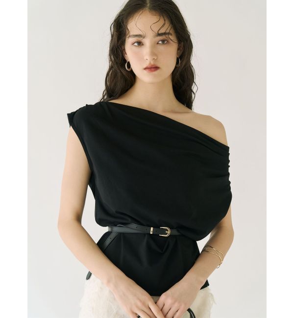LAGUNAMOON「【接触冷感】オフショルドレープカットトップス」|Tシャツ・カットソー|