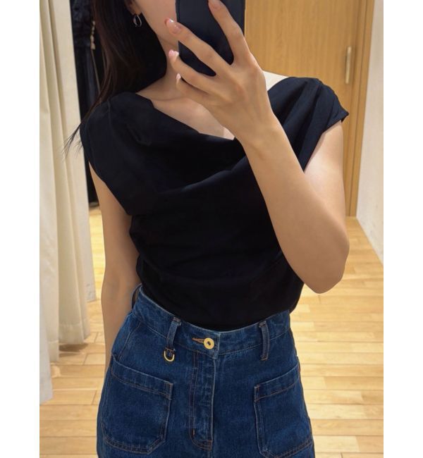 LAGUNAMOON「【接触冷感】オフショルドレープカットトップス」|Tシャツ・カットソー|