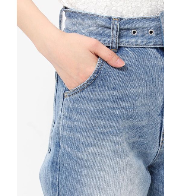 LAGUNAMOON「ベルトセミワイドデニムパンツ」|デニム|