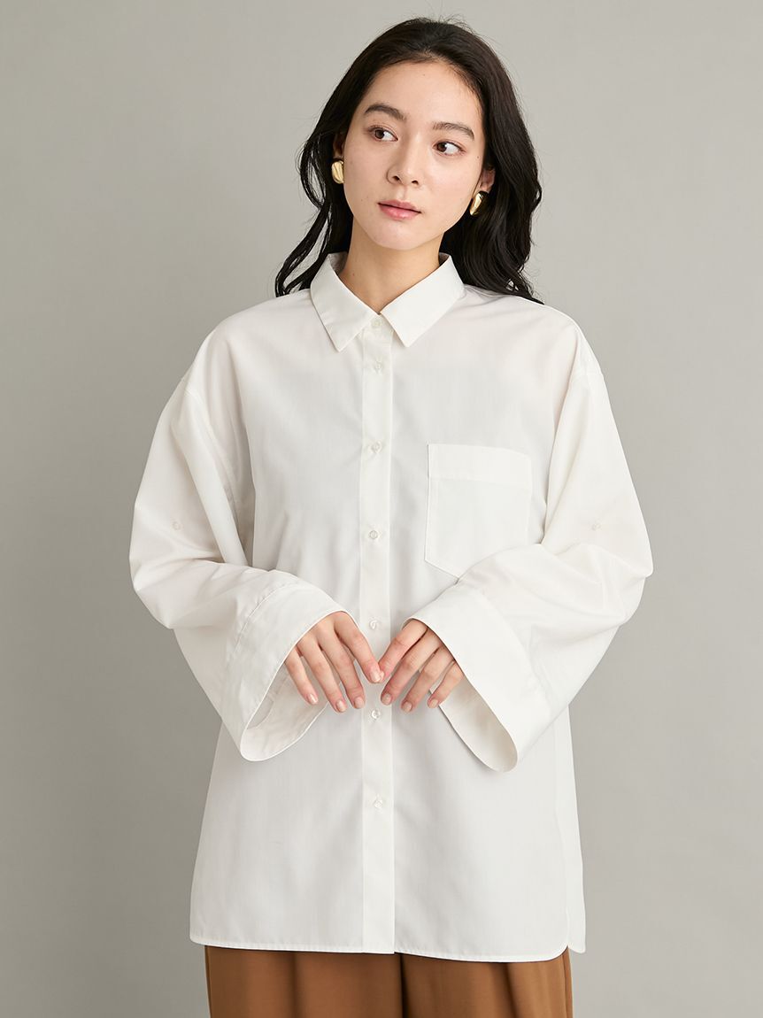 Mila Owen「【LUMISHADE】ロールアップオーバーシャツ」|シャツ・ブラウス|WHT