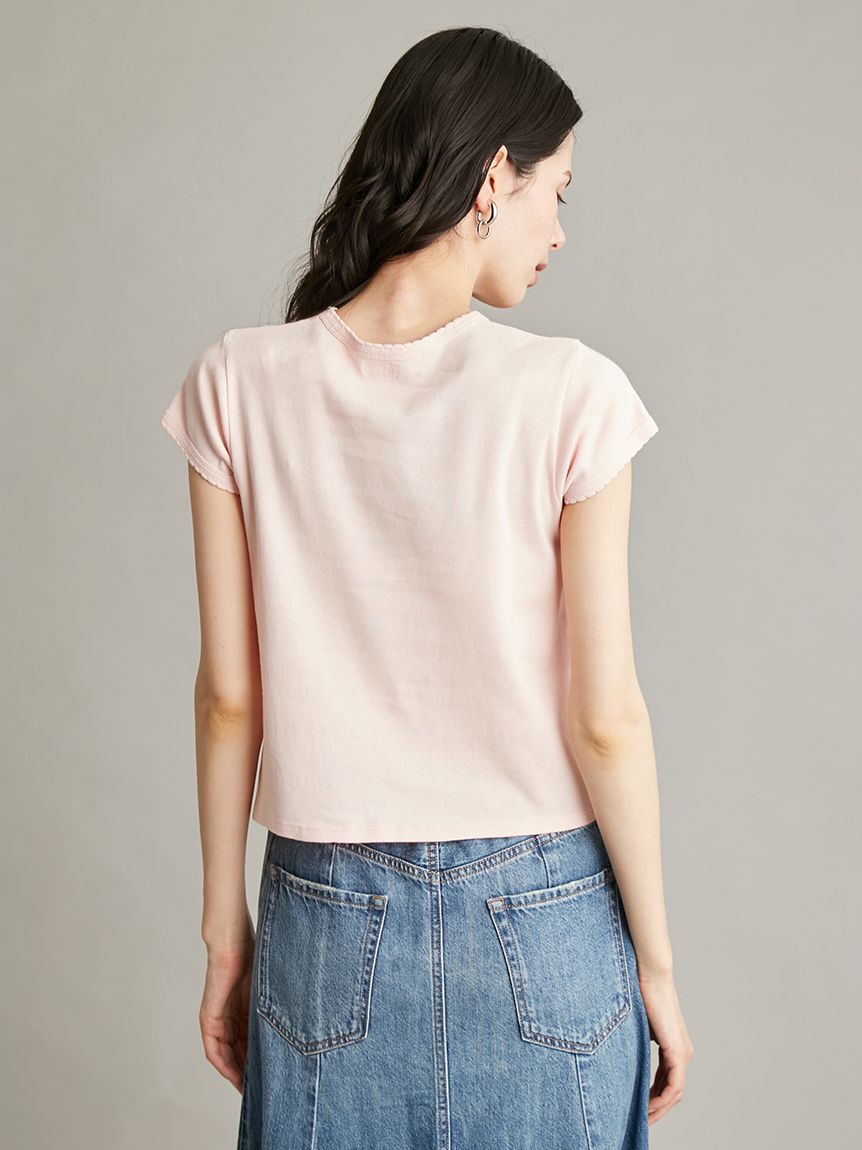 Mila Owen「【接触冷感】スカラップデザインコンパクトＴシャツ」|Tシャツ・カットソー|
