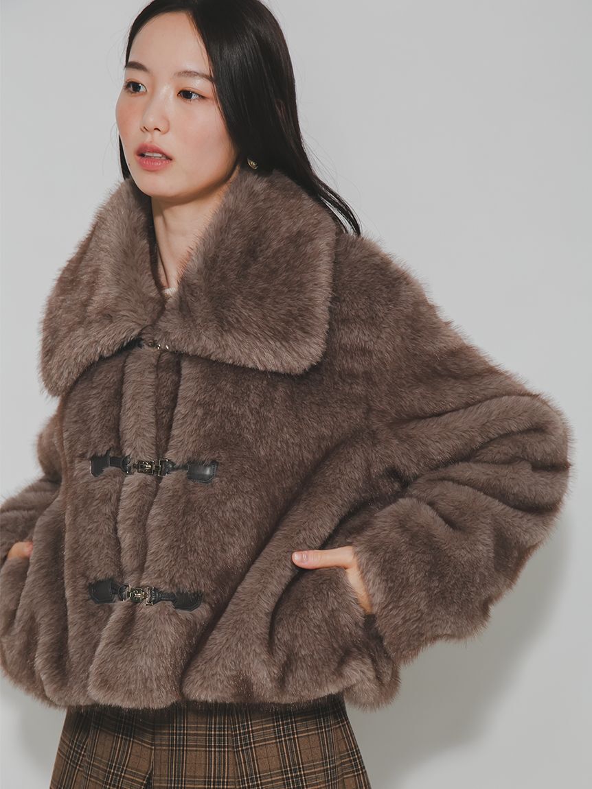 FURFUR「ビッグカラーエコファーショートコート」|その他|