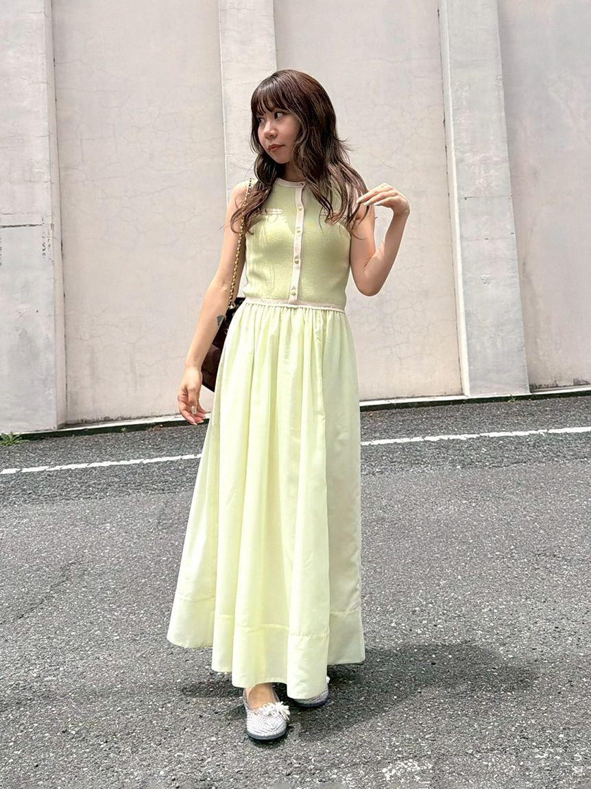LILY BROWN「バイカラーラインニットドッキングワンピース」|ワンピース|