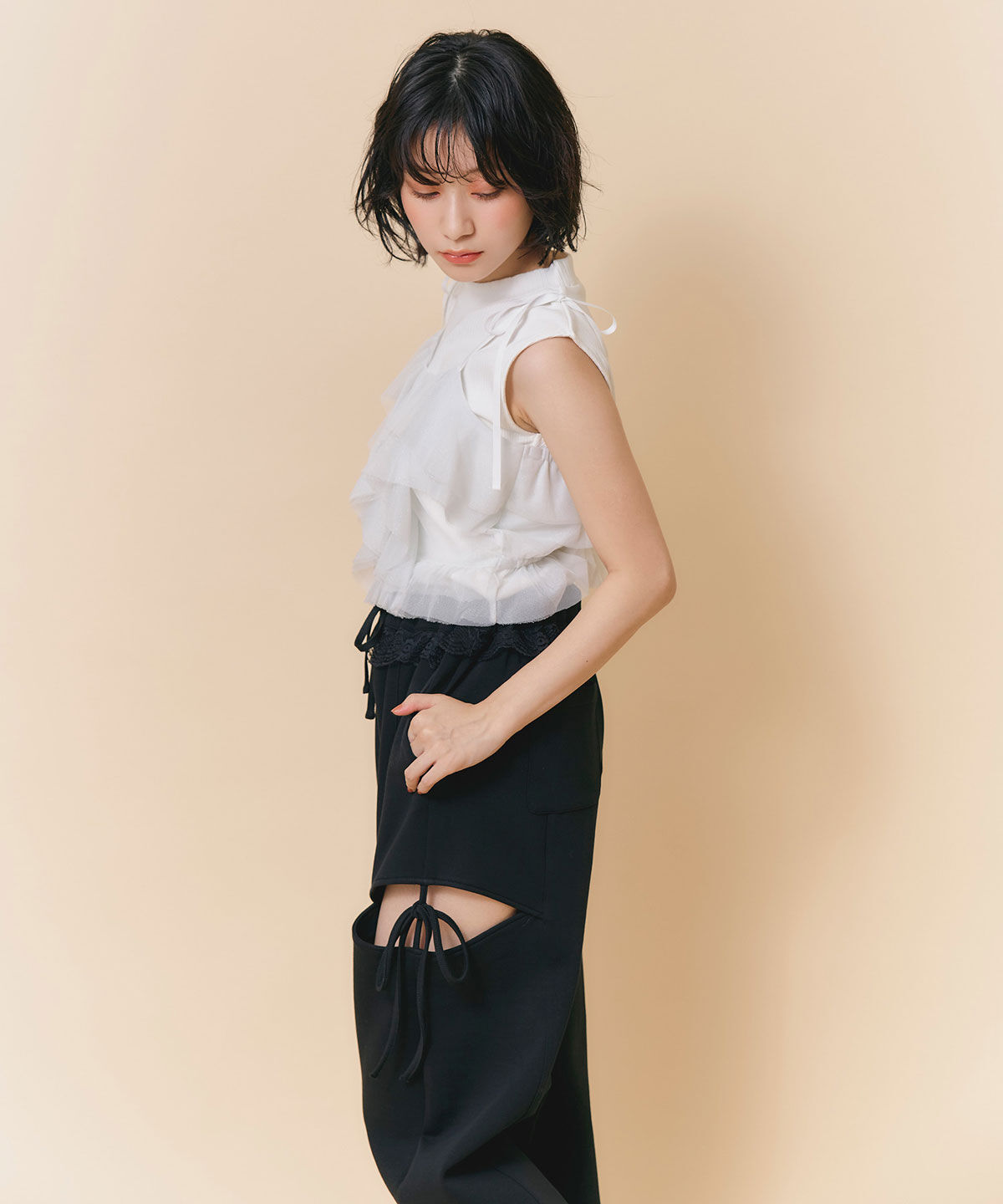 REDYAZEL「ウエストレースサイドカットアウトパンツ」|その他|