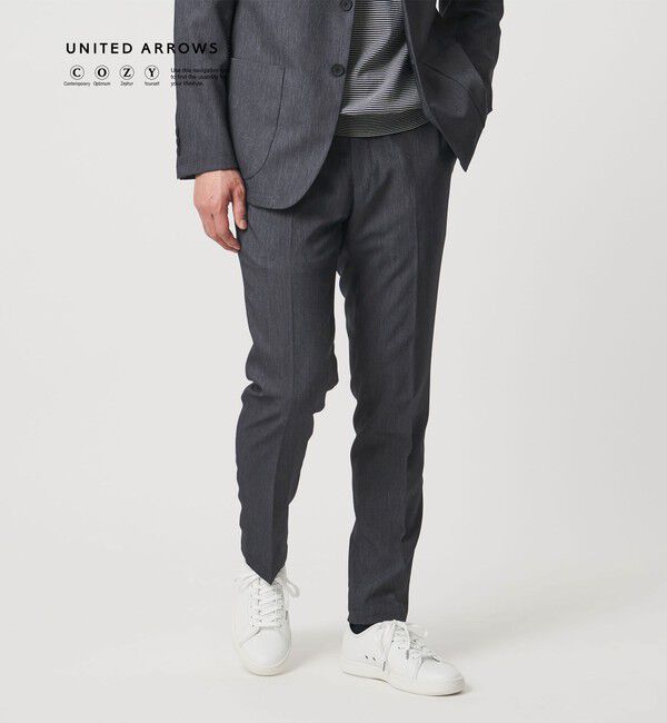 UNITED ARROWS「デニムライク ノープリーツ パンツ UA COZY　ウォッシャブル　ヨコストレッチ　防しわ」|スラックス|NAVY