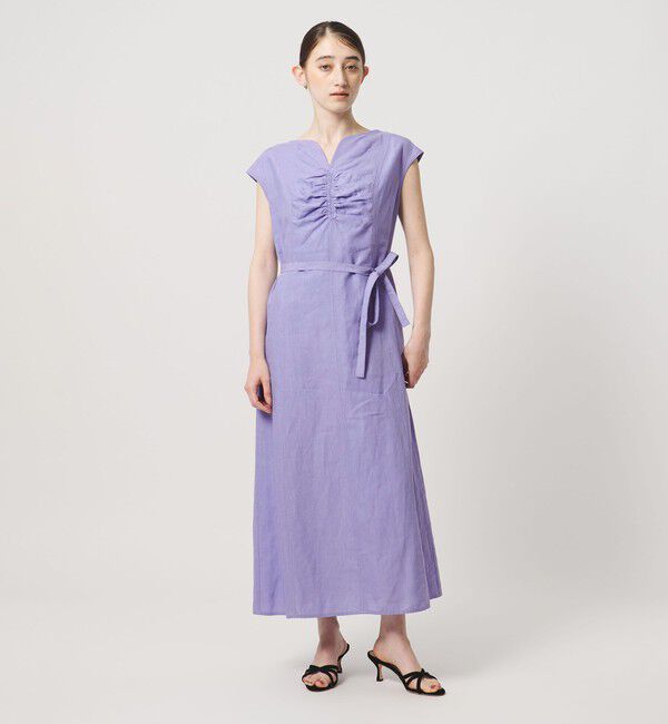 UNITED ARROWS「リネン シャーリング スキッパー ワンピース ‐ウォッシャブル‐」|ワンピース|LILAC