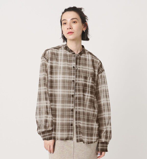 BEAUTY&YOUTH UNITED ARROWS「【WEB限定】オンブレーチェック シアーバンドカラーシャツ ウォッシャブル」|シャツ・ブラウス|