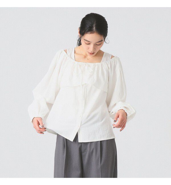 Ray BEAMS 「ヨーク レイヤー オフショルダー ブラウス」|シャツ・ブラウス|WHITE