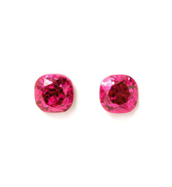 Ray BEAMS 「スクエア ラメ ピアス」|ピアス|Vivid_Pink