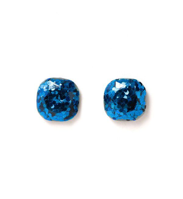 Ray BEAMS 「スクエア ラメ ピアス」|ピアス|Blue