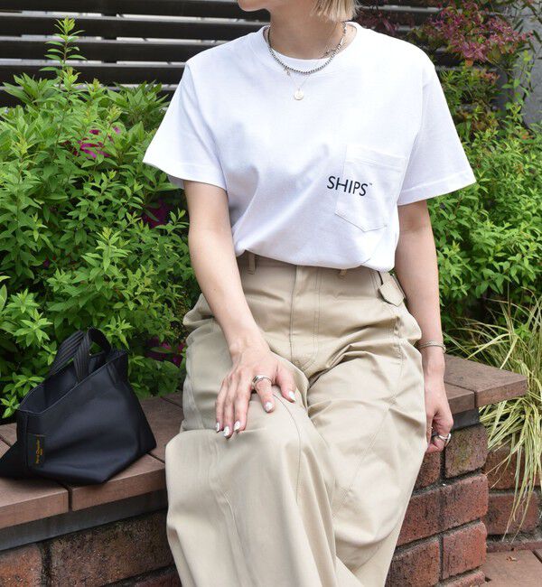 SHIPS「【WEB限定】SHIPS: SHIPSロゴ プリント ポケット Tシャツ」|Tシャツ・カットソー|
