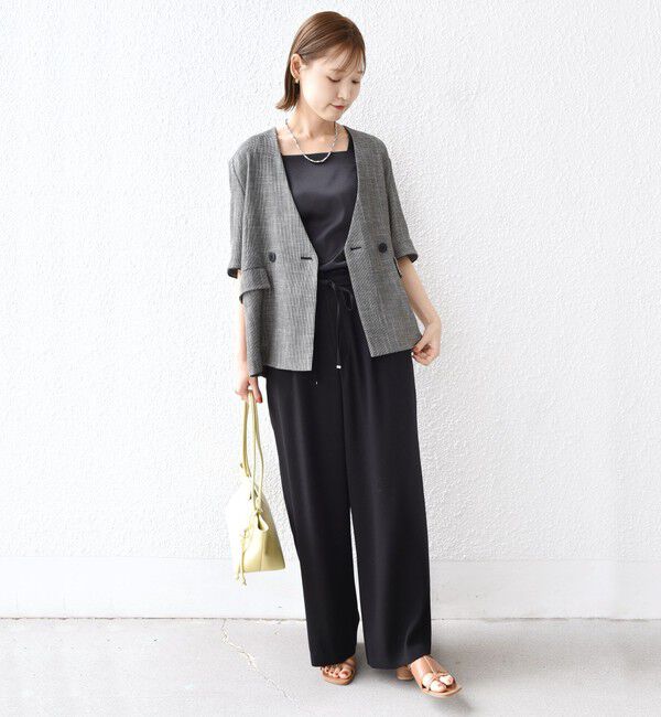 SHIPS for women「〈手洗い可能〉2WAY サテン &times; カットソー スクエア タンクトップ」|タンクトップ|