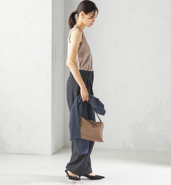 SHIPS for women「〈手洗い可能〉2WAY サテン &times; カットソー スクエア タンクトップ」|タンクトップ|