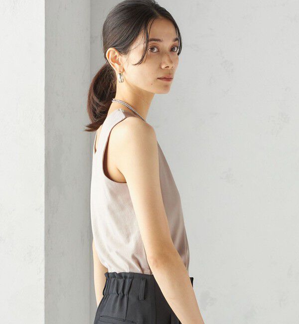 SHIPS for women「〈手洗い可能〉2WAY サテン &times; カットソー スクエア タンクトップ」|タンクトップ|