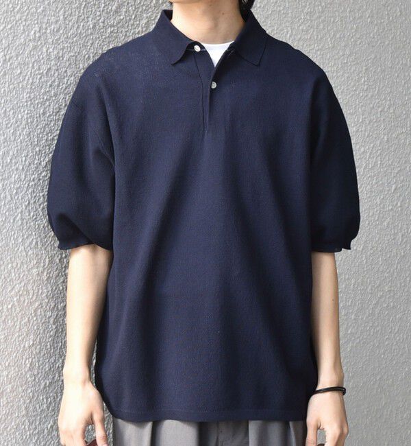 SHIPS any「SHIPS any:〈手洗い可能〉TEXBRID(R) ドライタッチ サマー ニット 半袖 ポロシャツ◇」|ポロシャツ|ネイビー