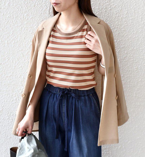 SHIPS Colors 「SHIPS Colors:〈手洗い可能〉ボーダー カップ タンクトップ◇」|タンクトップ|