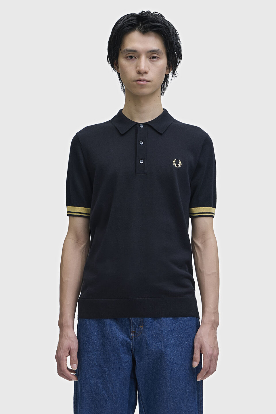 FRED PERRY 「Contrast Cuff Knitted Shirt／コントラストカフスニットポロシャツ」|ポロシャツ|