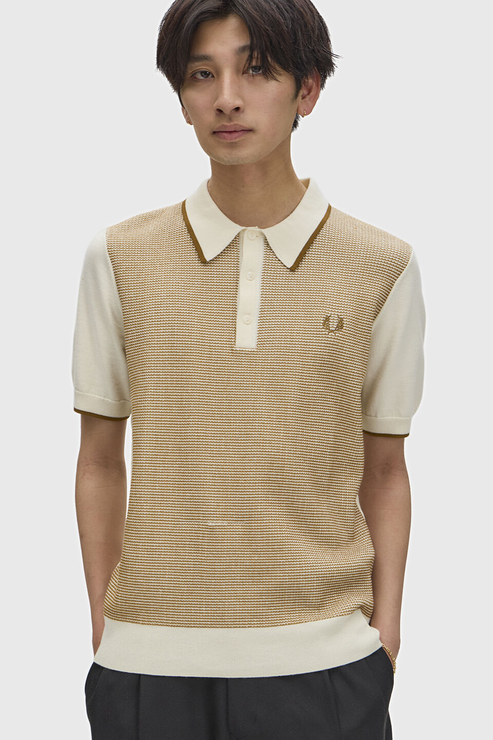 FRED PERRY 「Tonic Waffle Knitted Shirt ／トニックワッフルニットポロシャツ」|ポロシャツ|ECRU