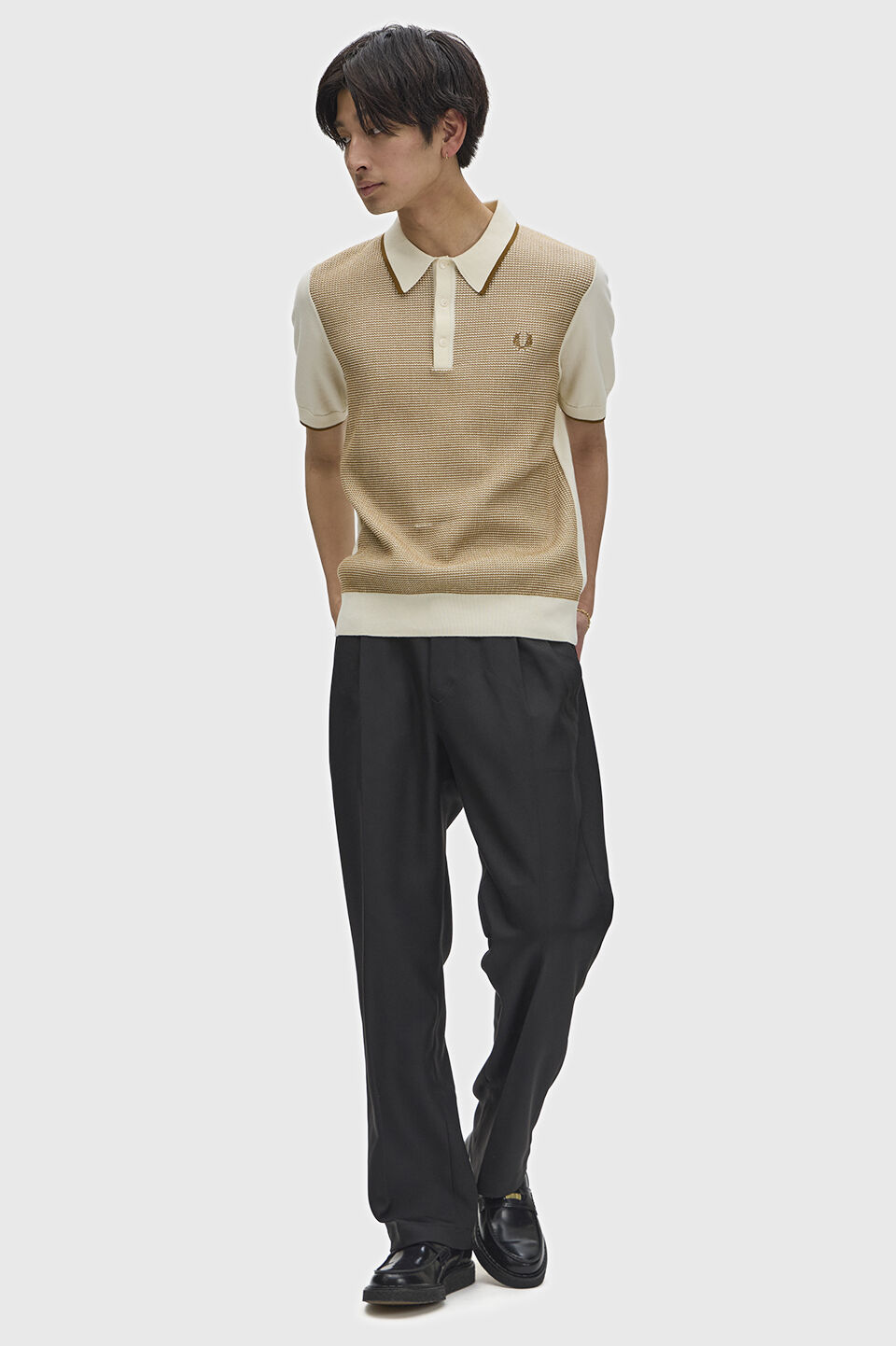 FRED PERRY 「Tonic Waffle Knitted Shirt ／トニックワッフルニットポロシャツ」|ポロシャツ|