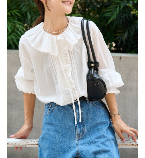 OUTDOOR PRODUCTS Usual Things「≪予約≫コットンレースフリルカラーブラウス」|シャツ・ブラウス|