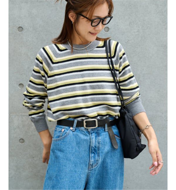 OUTDOOR PRODUCTS Usual Things「≪予約≫コットンカシミヤMIXマルチボーダーニット」|ニット・セーター|