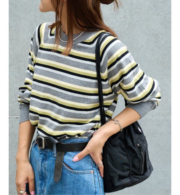 OUTDOOR PRODUCTS Usual Things「≪予約≫コットンカシミヤMIXマルチボーダーニット」|ニット・セーター|