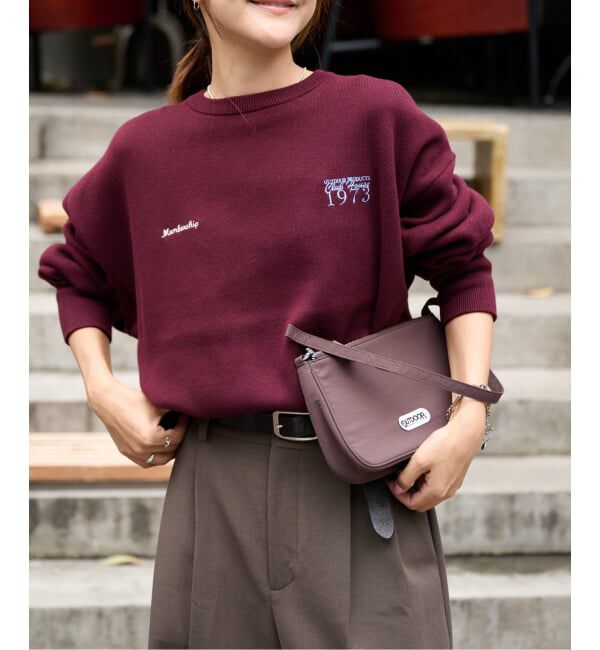 OUTDOOR PRODUCTS Usual Things「≪予約≫追加3 ロゴ刺繍スウェットライククルーネックニットプルオーバー」|ニット・セーター|