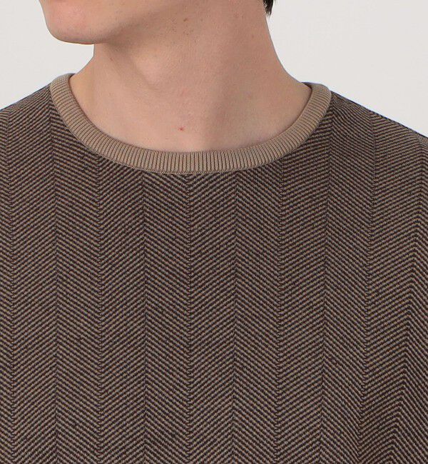 TOMORROWLAND MENS「TOMORROWLAND tricot ヘリンボーン柄 強撚ハイゲージコットンニットTシャツ」|ニット・セーター|