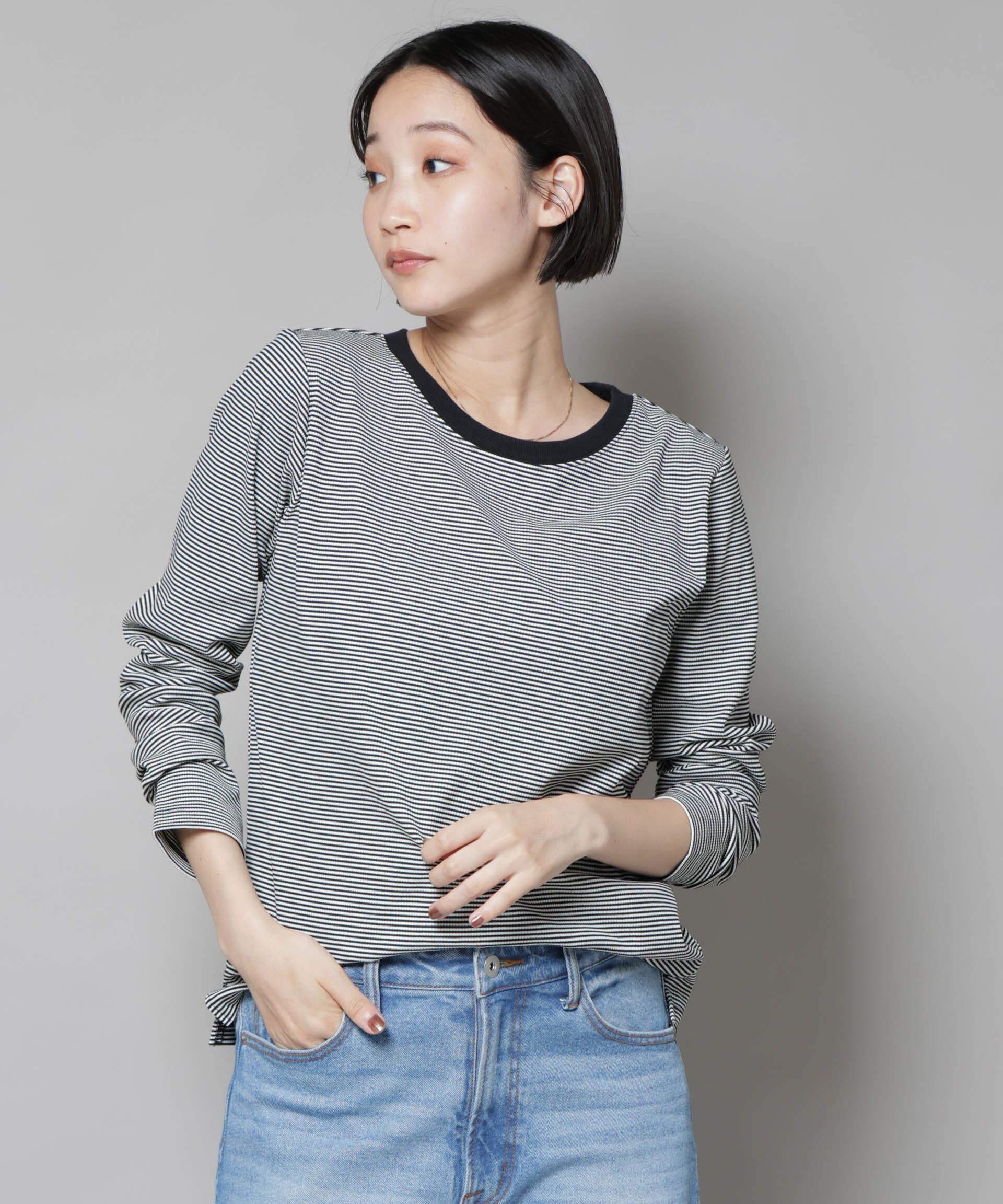 NANO universe「ミジンボーダーロングスリーブTシャツ」|Tシャツ・カットソー|