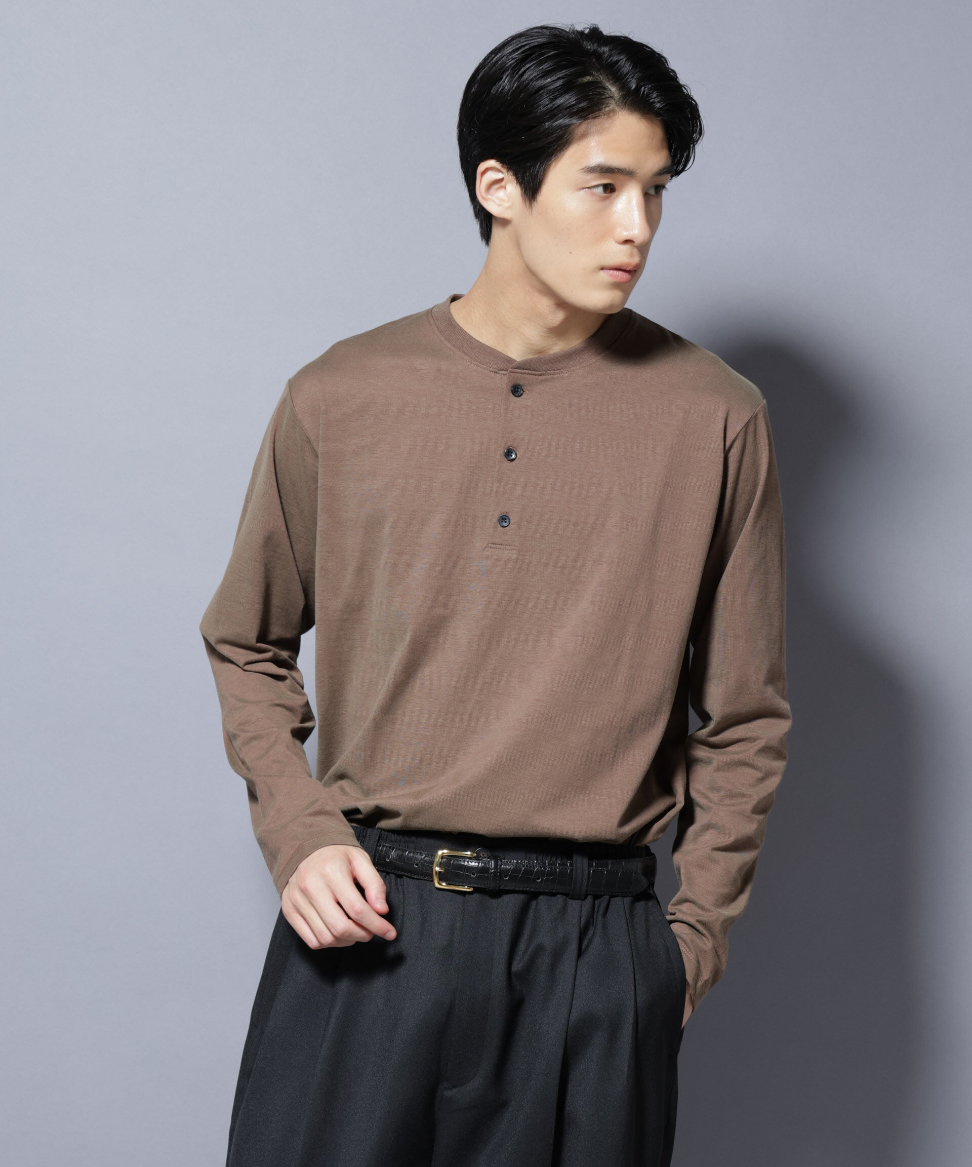 NANO universe「ソラーロライトストレッチヘンリーネックTシャツ 長袖」|Tシャツ・カットソー|