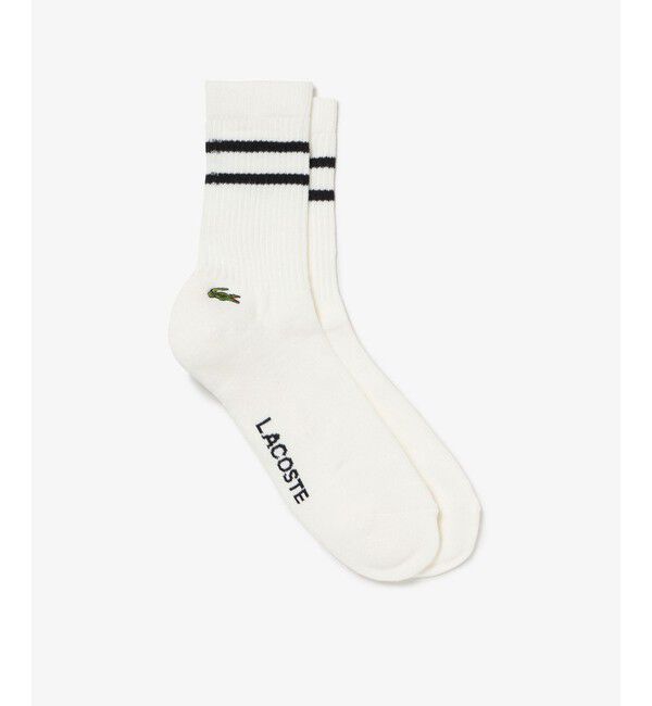 LACOSTE「足底パイルラインソックス」|ソックス|ホワイト&times;ブラック