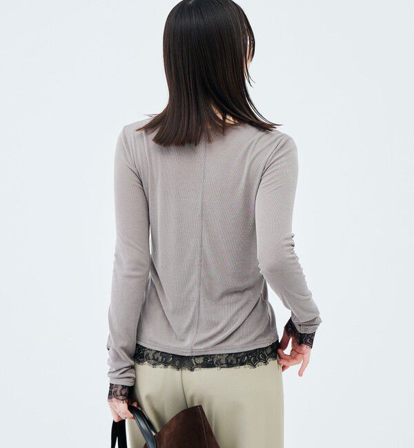 NOLLEY'S sophi「【BECシリーズ】《セットアップ対応》ウォッシャブルフィブリルテレコレース付きカーデ」|カーディガン|