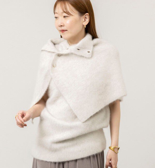 NOLLEY'S sophi「ウール混ヘアリー片開きポンチョ」|ニット・セーター|