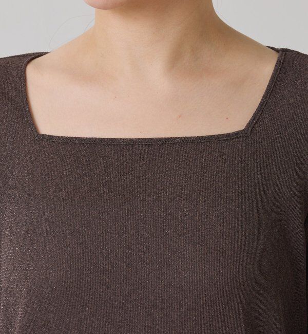  「【追加販売/1枚でもインナーでも着られる】シアーラメリブスクエアカットソー」|Tシャツ・カットソー|