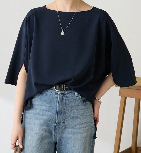  「《接触冷感/UVカット/体型カバーに◎》ジャージスクエアブラウス」|シャツ・ブラウス|