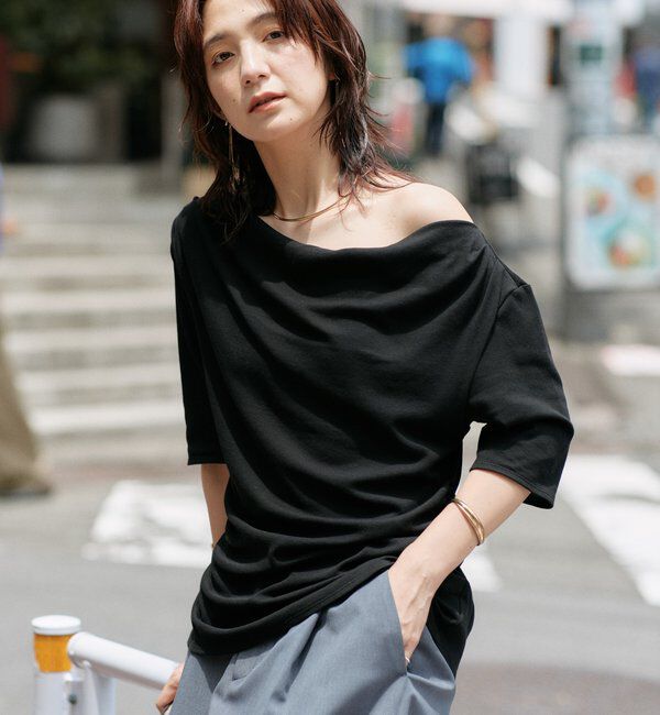  「【接触冷感】ゴブソデネックコンシャスカットソー」|Tシャツ・カットソー|