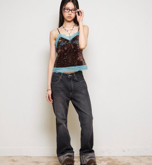  「【26AW LOOK掲載品番】ベロアレースキャミ」|キャミソール|
