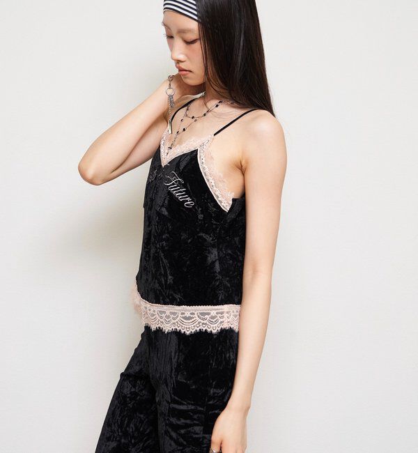  「【26AW LOOK掲載品番】ベロアレースキャミ」|キャミソール|