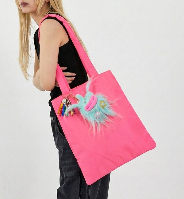 NOMINE「【cheek】neon monster tote ネオンモンスター フラット ト」|トートバッグ|ピンク