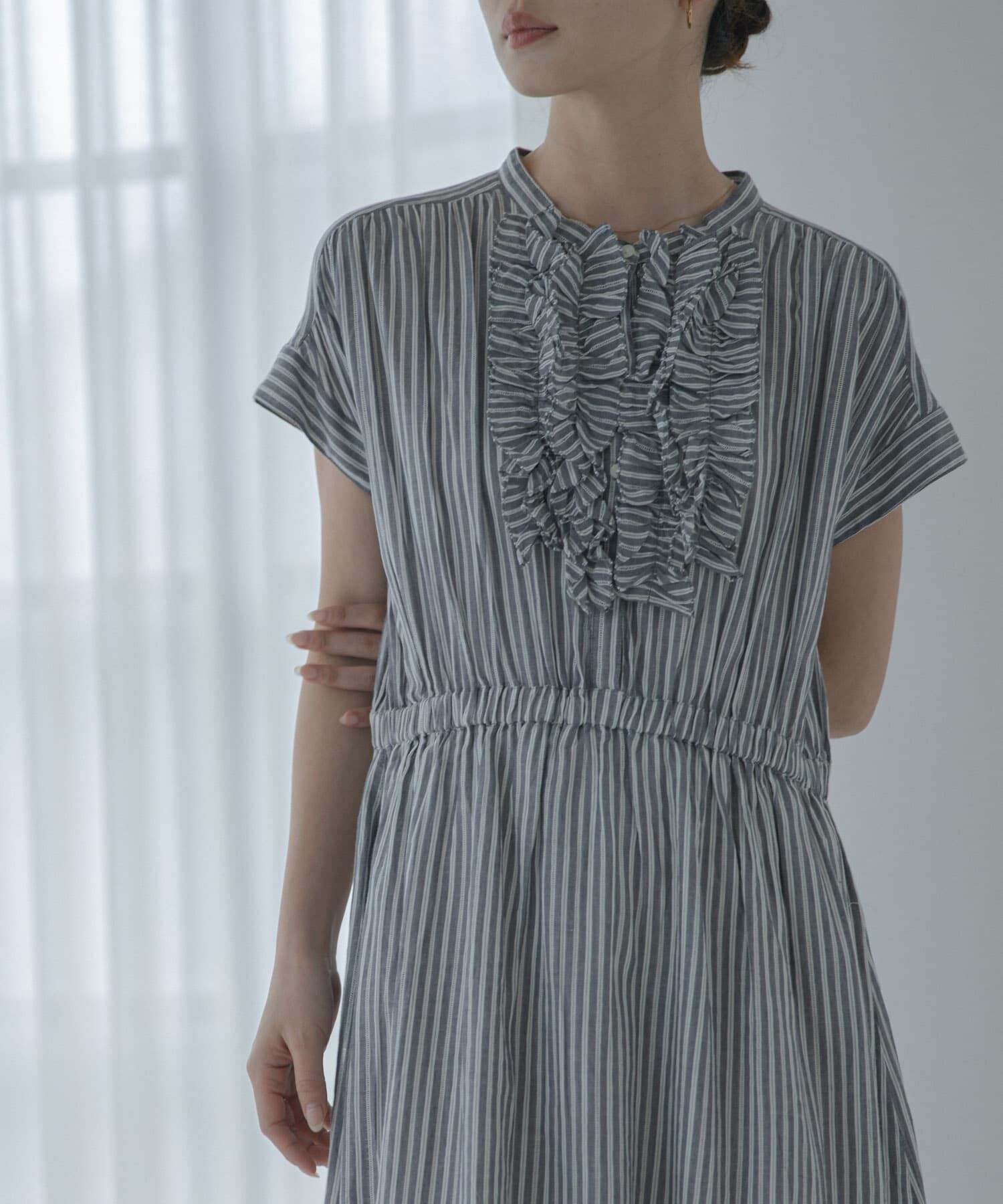 Sonny Label 「ドビーストライプフリルシャツワンピース」|ワンピース|