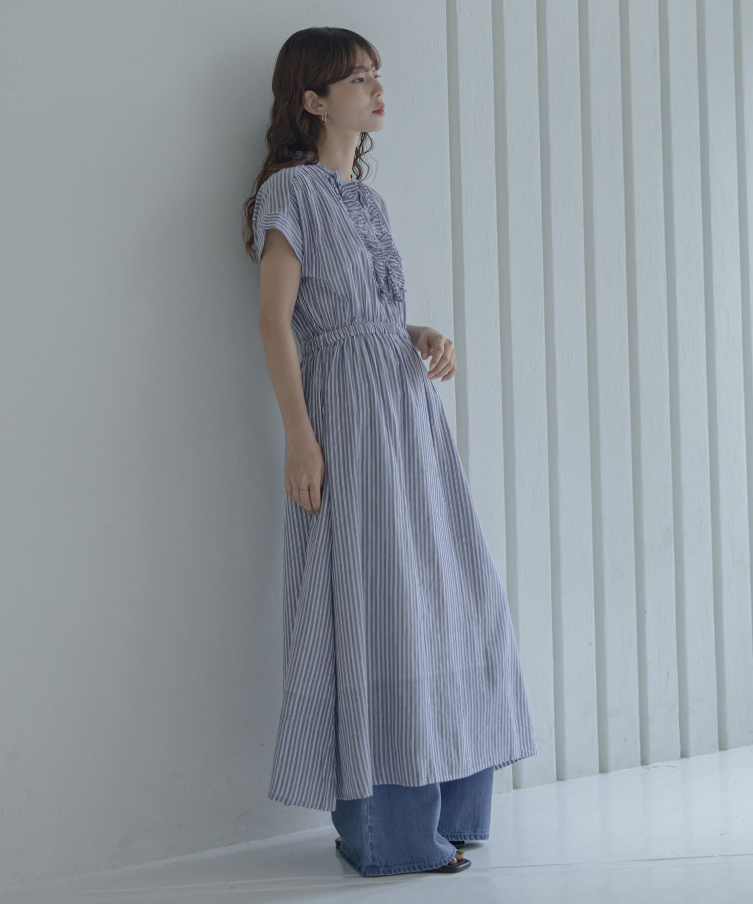 Sonny Label 「ドビーストライプフリルシャツワンピース」|ワンピース|