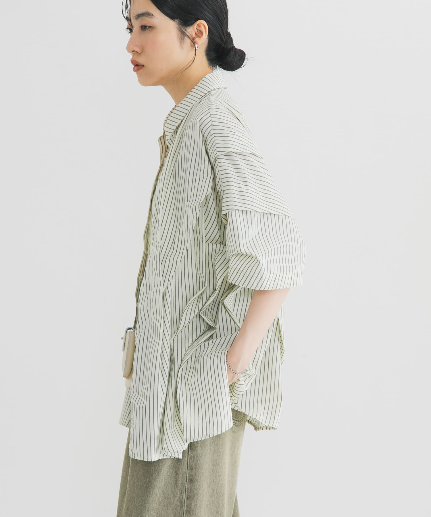  「ランダムタックハーフスリーブシャツ」|シャツ・ブラウス|