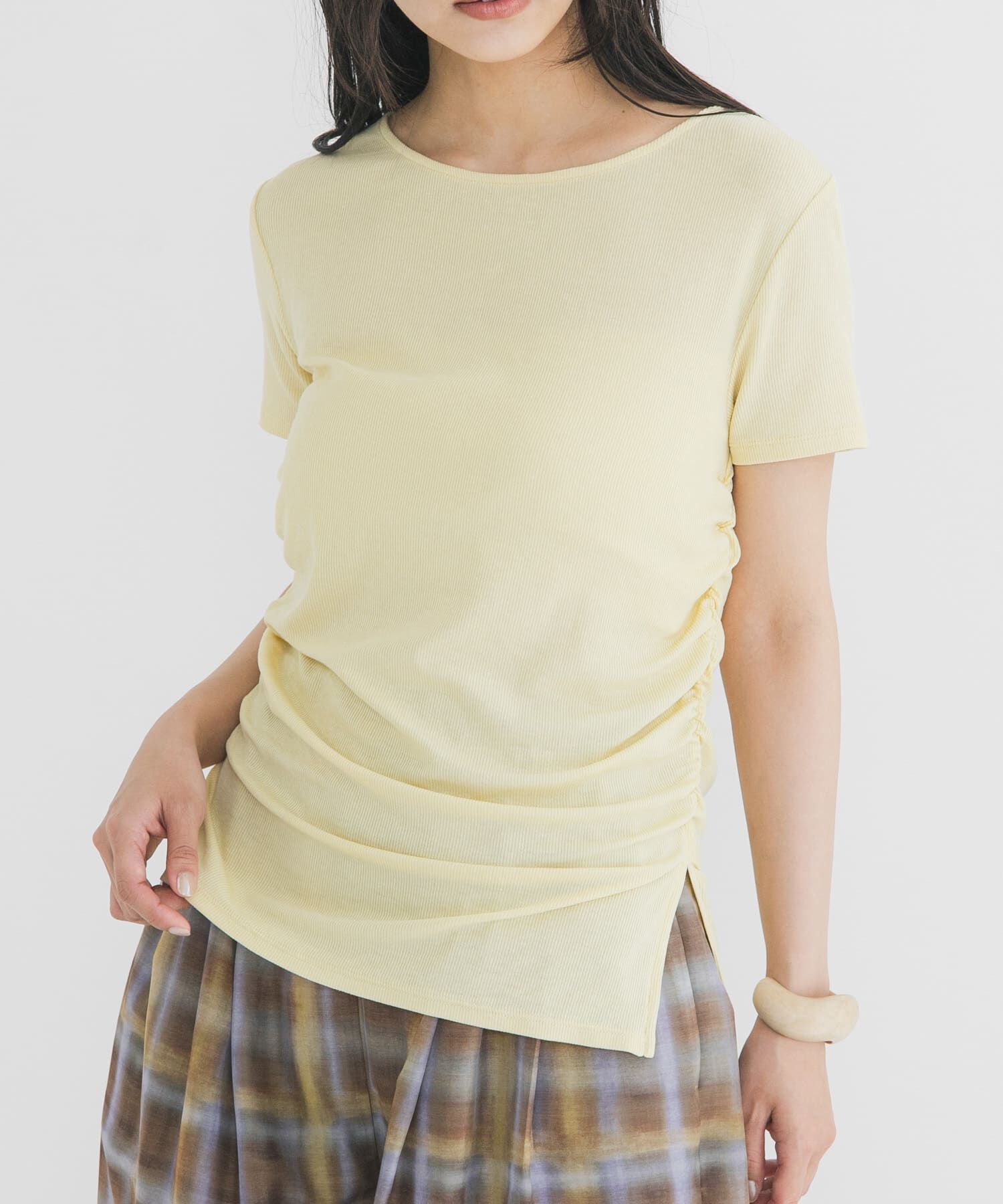  「シャーリングスリットTEE」|Tシャツ・カットソー|