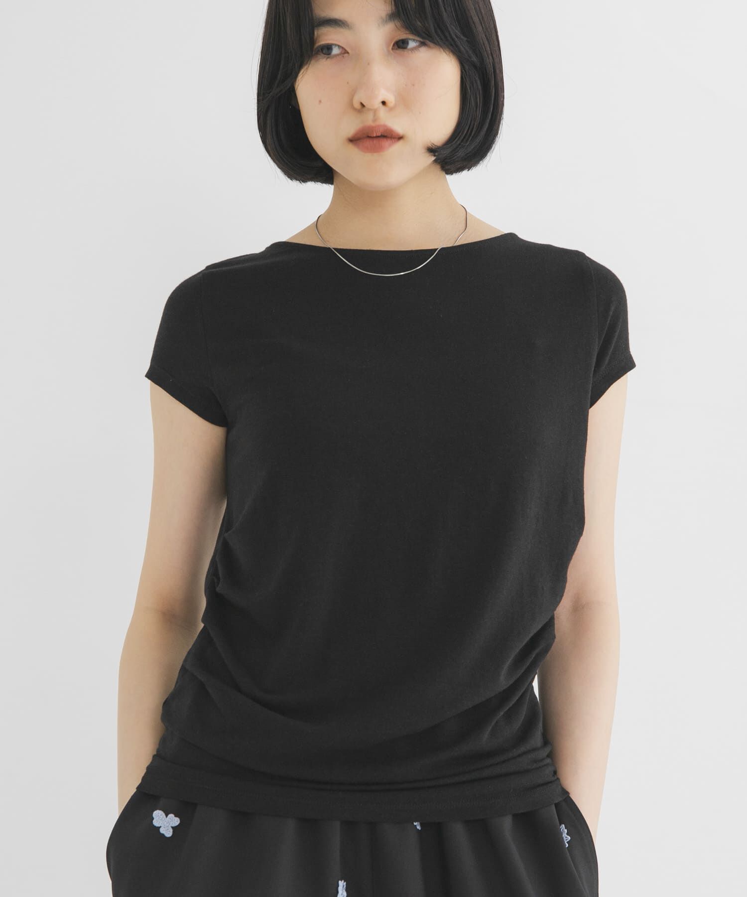  「タックドレープTEE」|Tシャツ・カットソー|ブラック