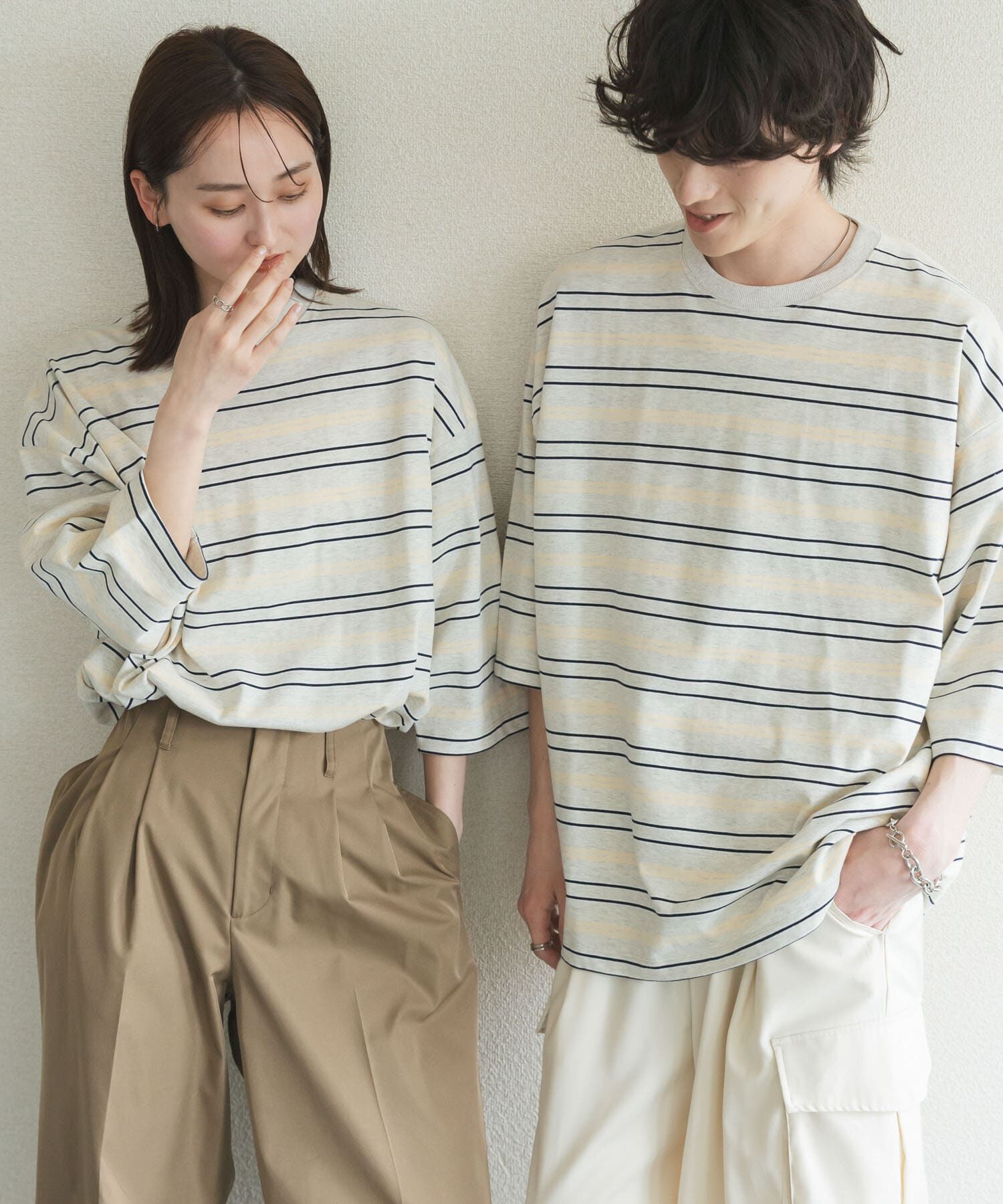 SENSE OF PLACE by URBAN RESEARCH「『ユニセックス』ボーダーエクストラルーズTシャツ」|Tシャツ・カットソー|ライトグレー