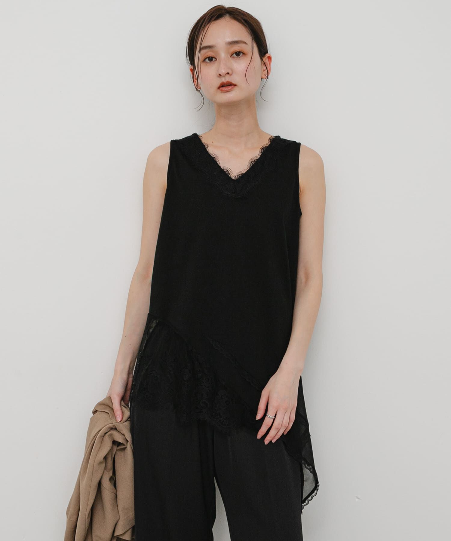 SENSE OF PLACE by URBAN RESEARCH「レースドッキングアシメカットトップ」|タンクトップ|