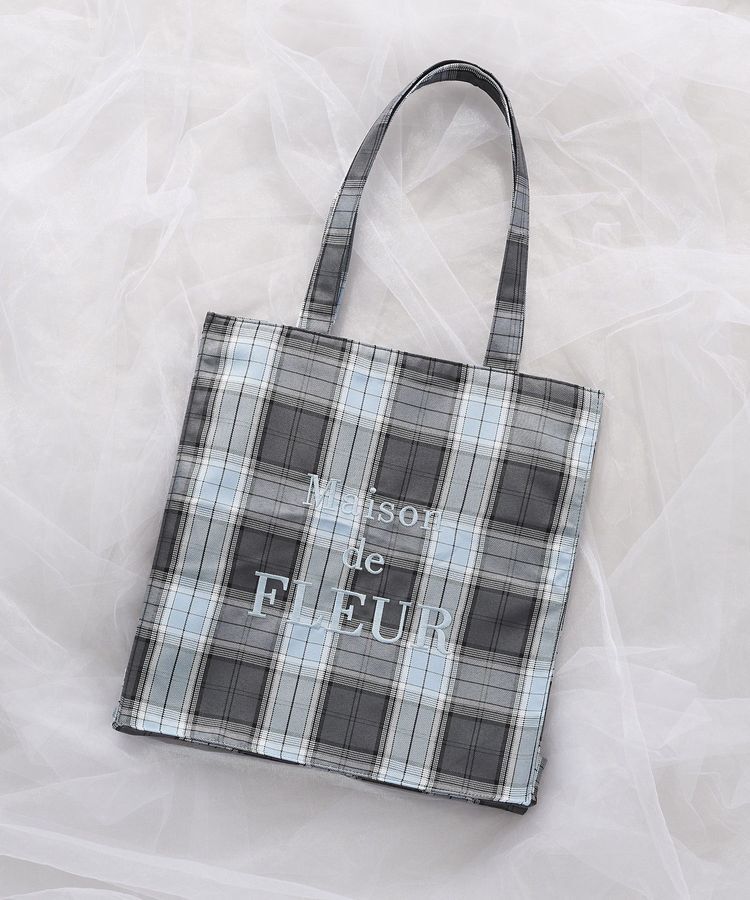 Maison de FLEUR「ブランドロゴ刺繍チェックスクエアトート」|トートバッグ|